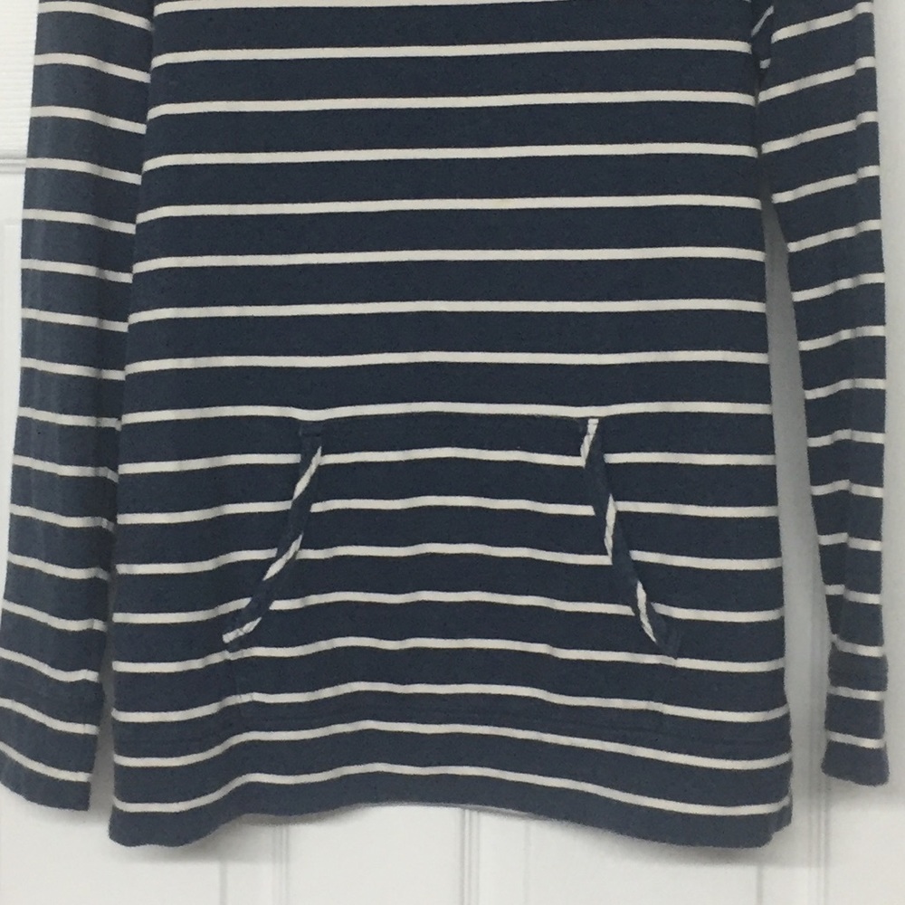 Loft Lounge Cowl Neck Sweatshirt Lounge Wear Oversized Blue White Stripes Sz XS - Picture 3 of 4